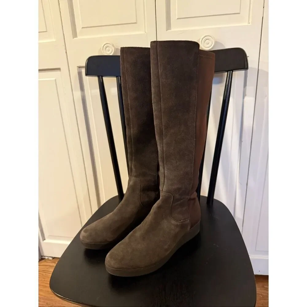 Donald Pliner brown suede Victori wedge tall boots size 7.5